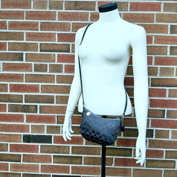 Coach Dark Grey Signature Pleated Crossbody F44744 - Picture 3 of 12